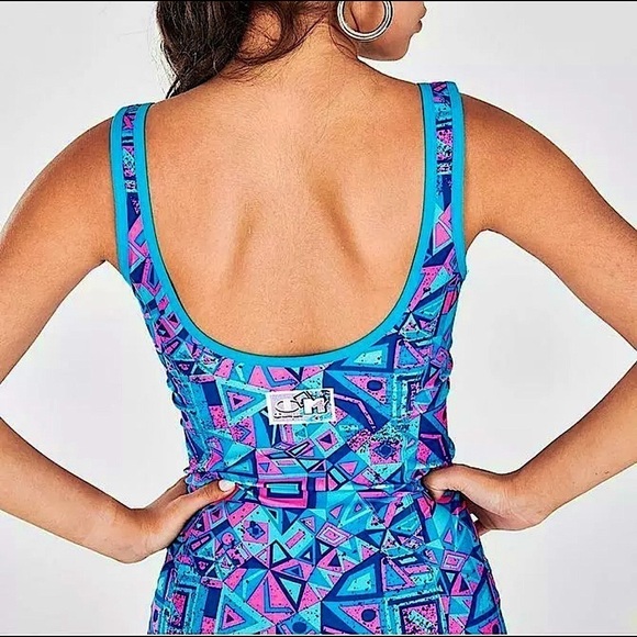 Champion Womens MTV Bodycon Dress MultiColor Small‎ Geometric Mini 90’s vibe - Picture 10 of 12